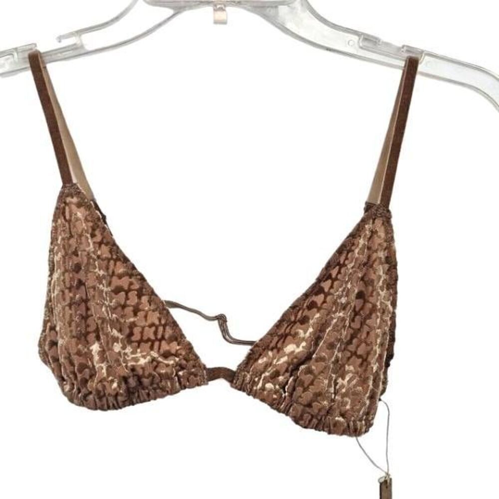 SKIMS LOGO FLOCKED TRIANGLE BRA NWT‎